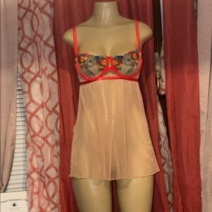 Adore MeElegant Floral Embroidered Babydoll Lingerie